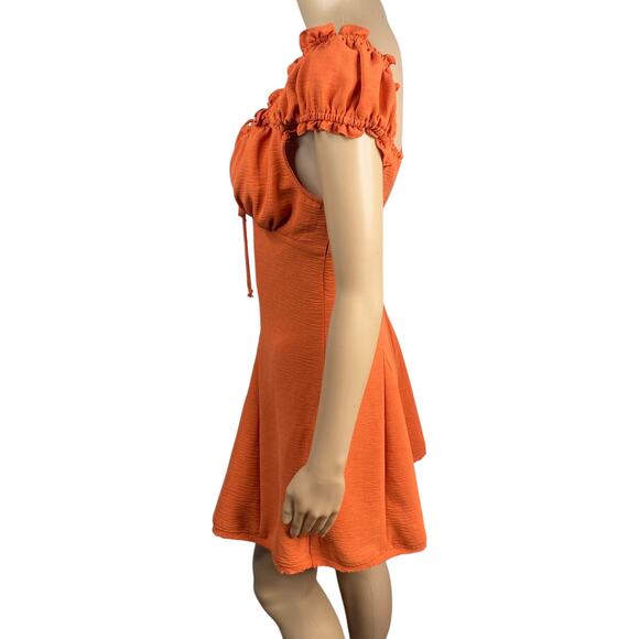 Urban Outfitters Blair Orange Pumpkin Spice Milkmaid Mini Dress SZ S - Picture 10 of 13